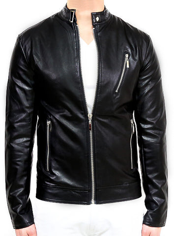 Biker Leather Jacket - Black