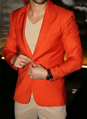 Modern Tailored Blazer - Flame Orange