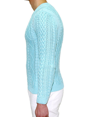 European Cable Knit - Ice Blue