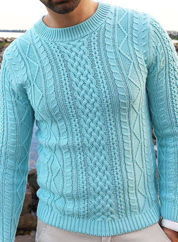 European Cable Knit - Ice Blue