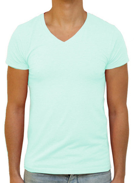 Light green v sales neck t shirt