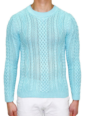 European Cable Knit - Ice Blue