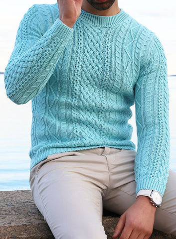 European Cable Knit - Ice Blue