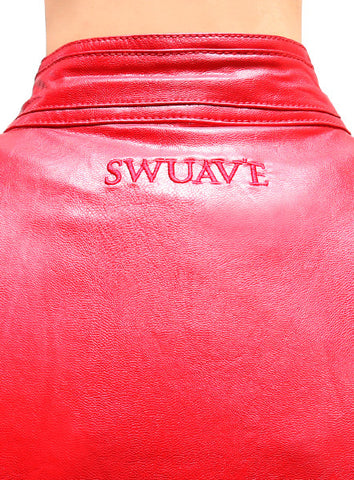 Biker Leather Jacket - Deep Red